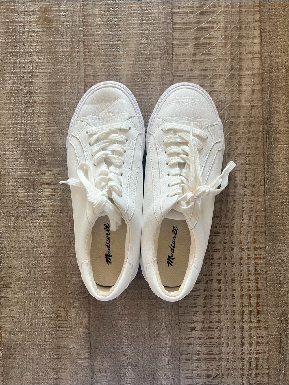 Madewell Cream Leather Low-Top Lace-Up Sneakers